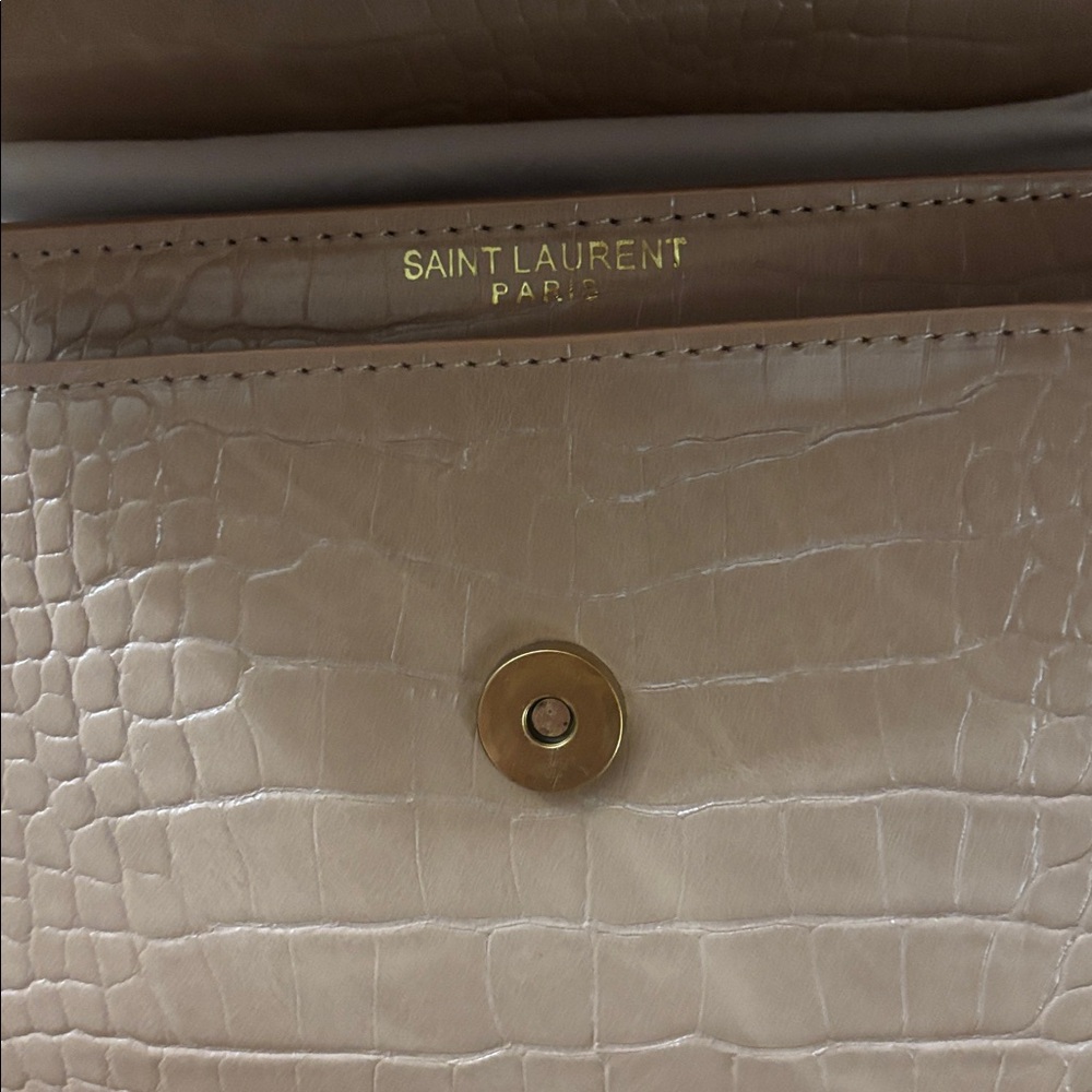 Beige Croc-Embossed Crossbody Bag - Picture 3 of 3